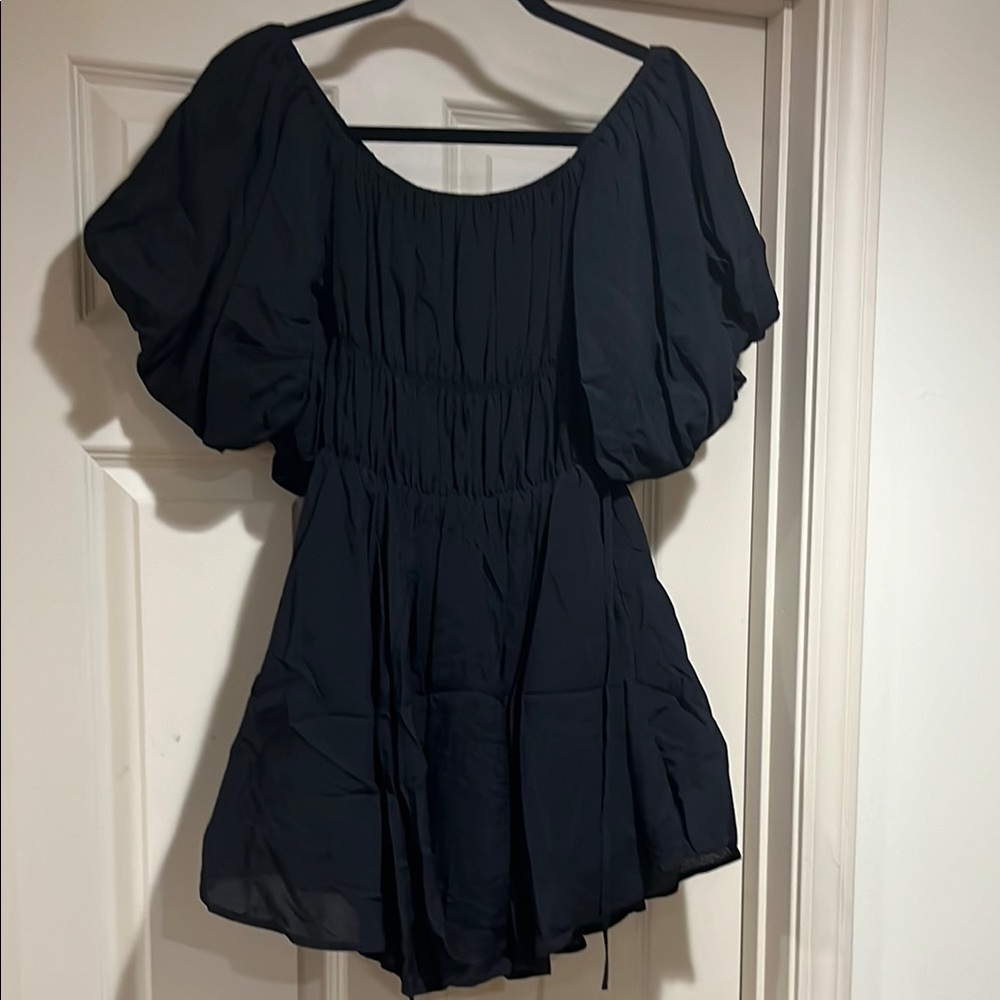 Black Ruffled Flutter Sleeve Mini Sundress